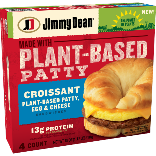 Jimmy Dean® Plant-Based Patty, Egg & Cheese Croissant Sandwiches Perspective: left