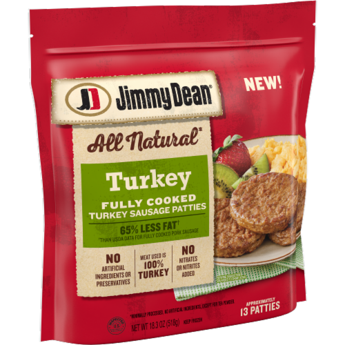 Jimmy Dean® All Natural Fully Cooked Turkey Sausage Patties Perspective: left