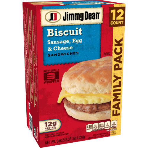 Jimmy Dean® Sausage Egg & Cheese Frozen Biscuit Sandwiches Perspective: left