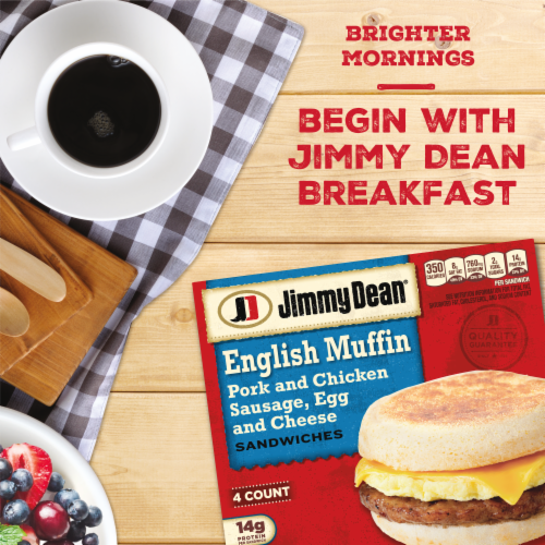 Jimmy Dean® Sausage Egg & Cheese English Muffin Frozen Breakfast Sandwiches Perspective: left