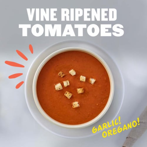 Panera Bread Ready-to-Heat Gluten Free Creamy Tomato Soup Cup Perspective: left
