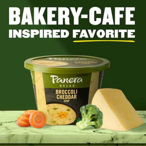 Panera Bread Ready-to-Heat Broccoli Cheddar Soup Cup Perspective: left