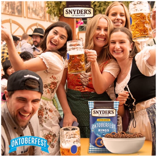 Snyder's of Hanover Pretzels, Oktoberfest Pretzel Rings Infused with Beer Flavor, 10 Oz Perspective: left