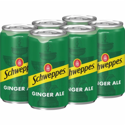 Schweppes Ginger Ale Caffeine Free Soda Cans Perspective: left