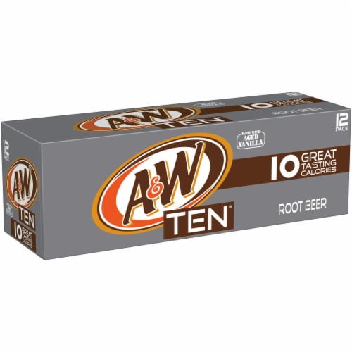 A&W TEN Root Beer Soda Cans Perspective: left