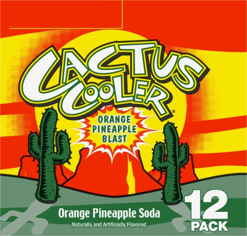 Cactus Cooler Orange Pineapple Blast Soda Cans Perspective: left