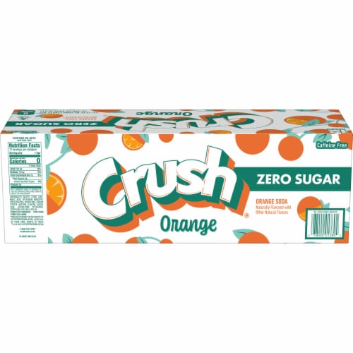 Crush® Caffeine Free Zero Sugar Diet Orange Soda Cans Perspective: left