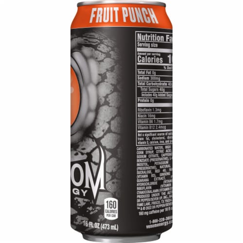 Venom Fruit Punch Energy Drink Perspective: left
