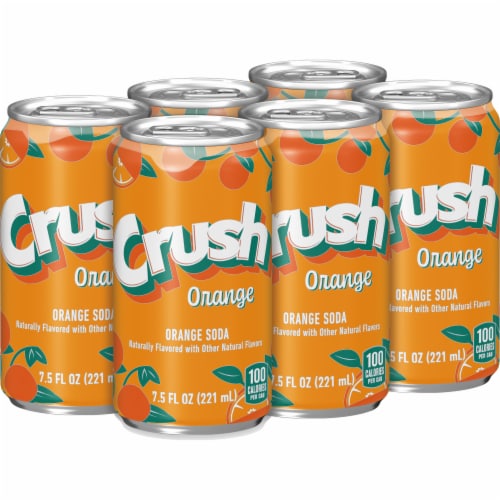 Crush Orange Caffeine Free Soda Cans Perspective: left