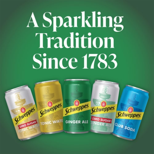 Schweppes Zero Sugar Tonic Water Cans Perspective: left