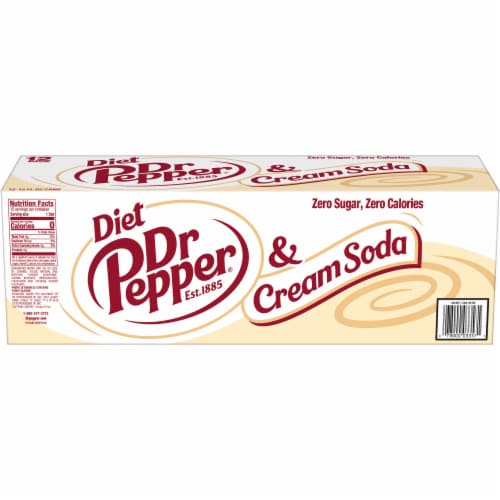 Dr Pepper & Cream Diet Soda Cans Perspective: left