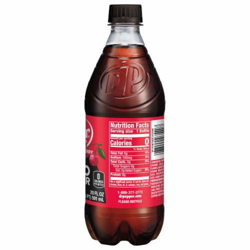 Dr Pepper Cherry Zero Sugar Soda Bottle Perspective: left