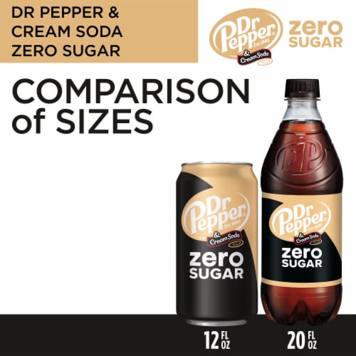 Dr Pepper and Cream Zero Sugar Soda Bottle Perspective: left