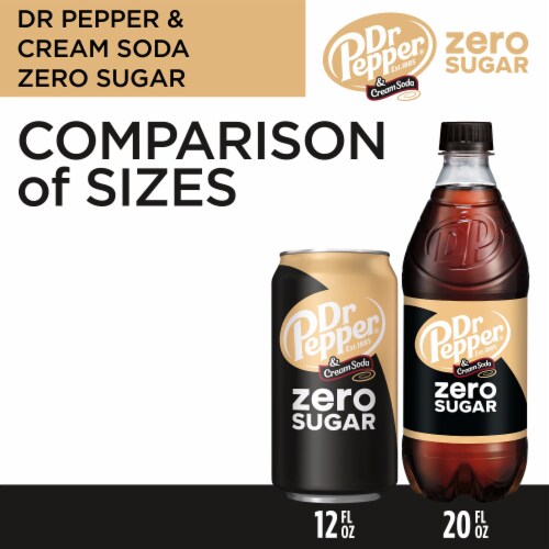 Dr Pepper and Cream Zero Sugar Soda Bottle Perspective: left