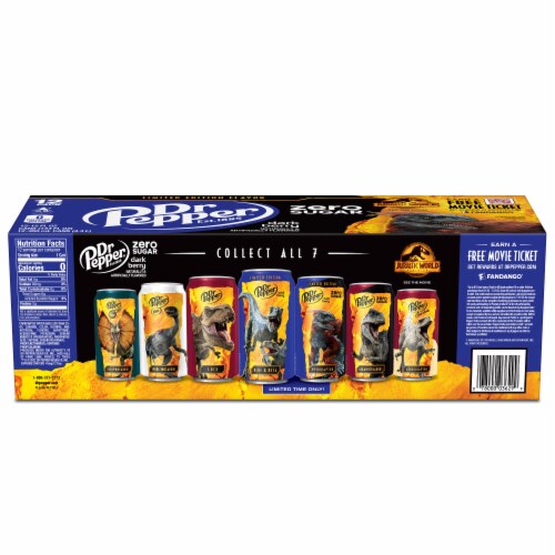 Dr Pepper Dark Berry Zero Sugar Soda Cans Perspective: left