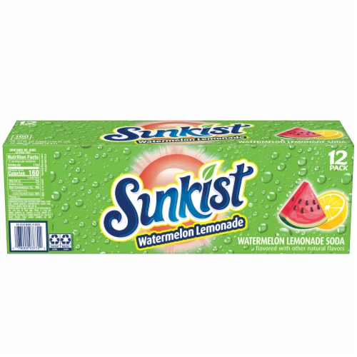 Sunkist Watermelon Lemonade Soda Cans Perspective: left