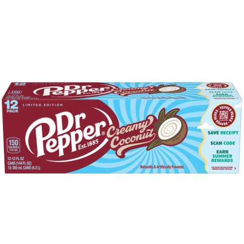 Dr Pepper Creamy Coconut Soda Cans Perspective: left