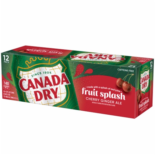 Canada Dry Fruit Splash Cherry Ginger Ale Soda Cans Perspective: left