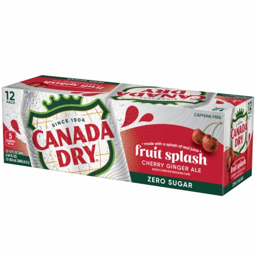 Canada Dry Fruit Splash Cherry Ginger Ale Zero Sugar Soda Cans, 12 pk ...