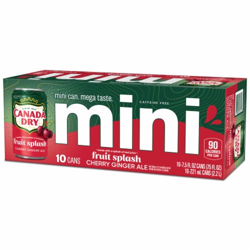 Canada Dry Fruit Splash Cherry Ginger Ale Soda Mini Cans Perspective: left