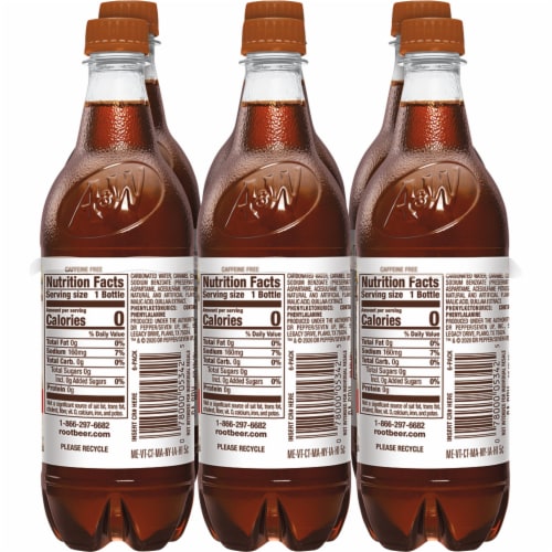 A&W® Root Beer Zero Sugar Soda Bottles Perspective: left