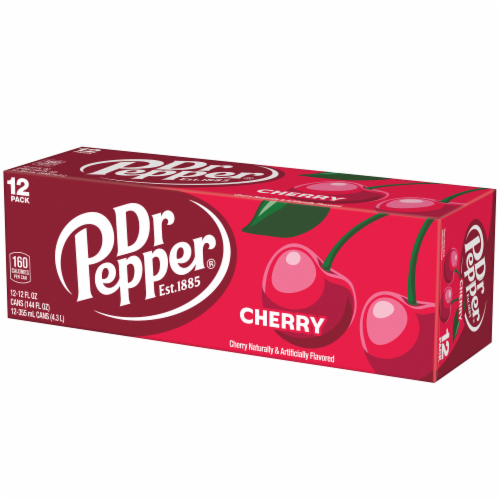 Dr Pepper Cherry Soda Cans Perspective: left