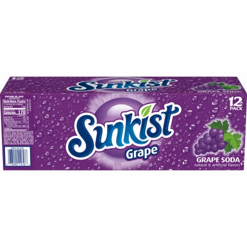 Sunkist Grape Soda Cans Perspective: left