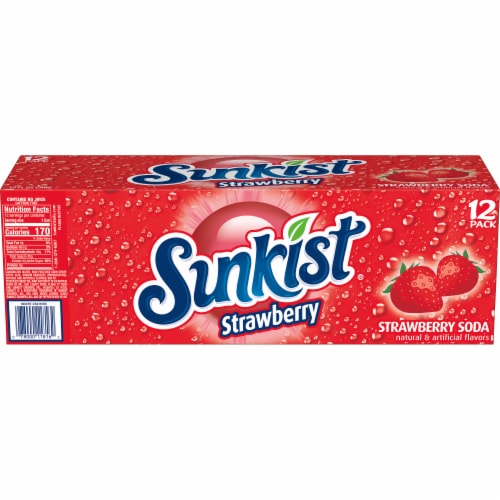 Sunkist Strawberry Soda Cans Perspective: left