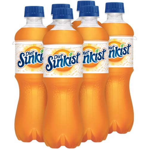 Sunkist Diet Orange Soda Bottles Perspective: left
