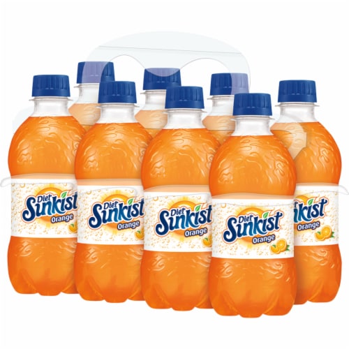 Sunkist Diet Orange Soda Bottles Perspective: left