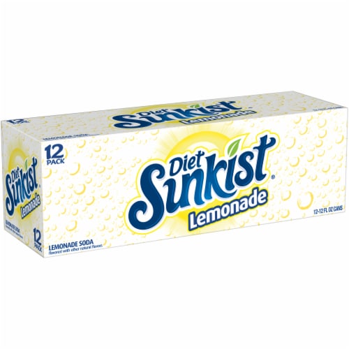 Diet Sunkist Sparkling Lemonade Soda Cans Perspective: left