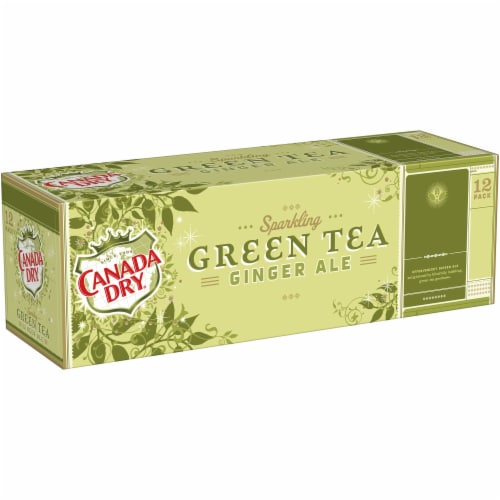 Canada Dry Sparkling Green Tea Ginger Ale Soda Cans Perspective: left