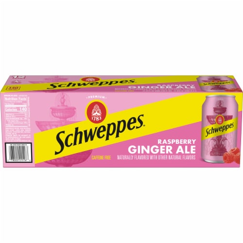 Schweppes® Raspberry Ginger Ale Soda Cans Perspective: left