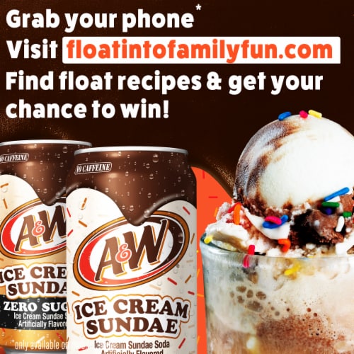 A&W Ice Cream Sundae Caffeine Free Soda Cans Perspective: left