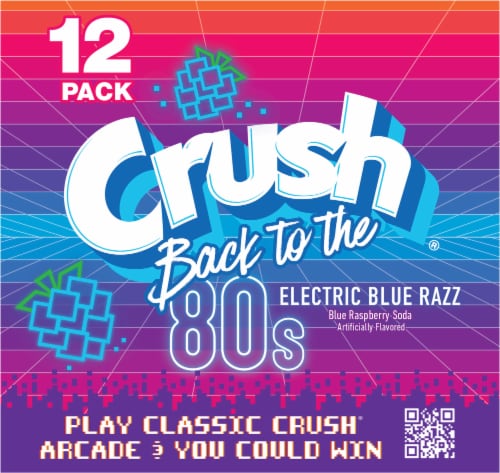 Crush® Back To The 80's Electric Blue Razz Soda Cans Perspective: left