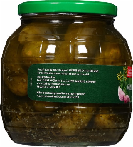 Kuhne Kosher Garlic Barrel Pickles Perspective: left