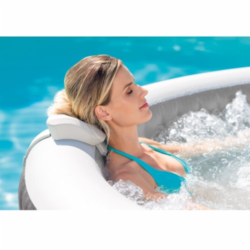 Intex Greywood Deluxe 4 Person Portable Inflatable Hot Tub with LED Lights, Gray Perspective: left