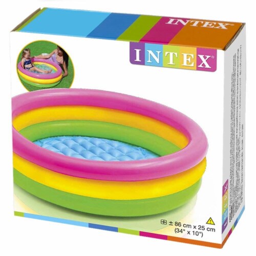 Intex 58924EP 34in x 10in Sunset Glow Soft Inflatable Baby Swimming Pool Perspective: left
