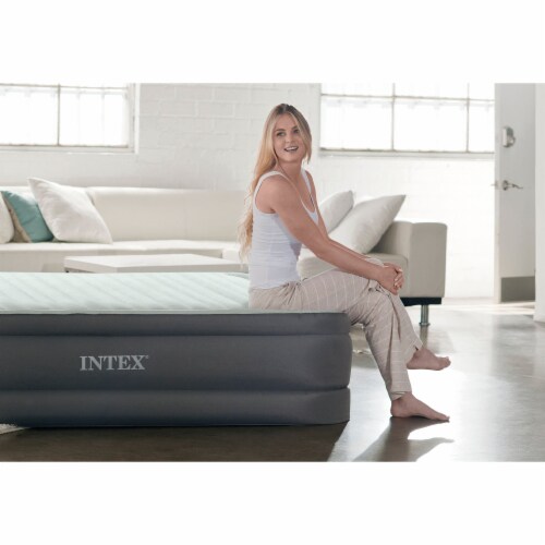Intex PremAire I Fiber-Tech Elevated Airbed Mattress with Built-In Pump, Queen Perspective: left