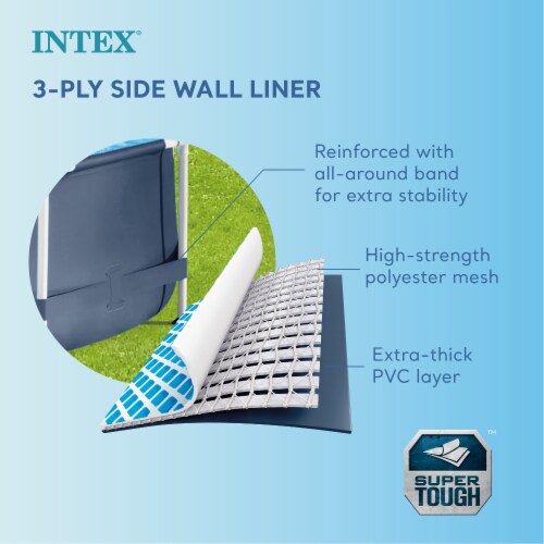 Intex Metal Frame 12' x 30  Round Above Ground Outdoor Swimming Pool with Pump Perspective: left