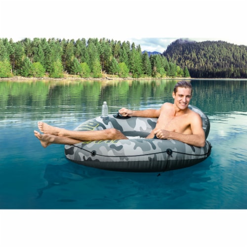Intex 56835EP River Run I Camo Inflatable Floating Tube Raft with Cup Holders Perspective: left