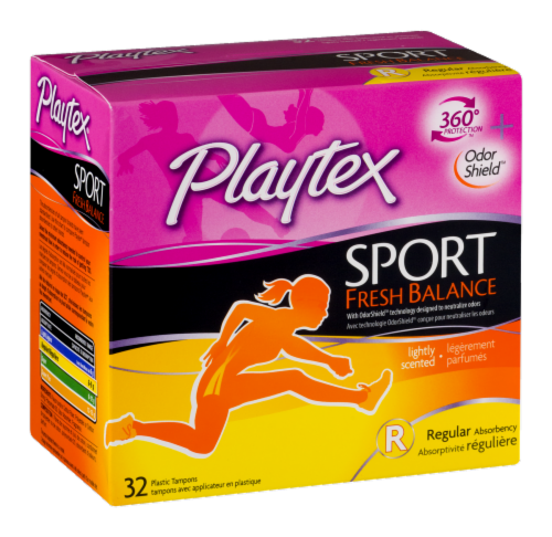 Playtex Sport Fresh Balance Lightly Scented Regular Absorbency Tampons Perspective: left