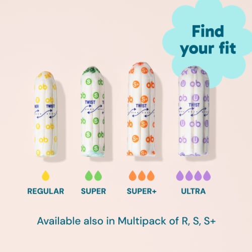 o.b. Tampons Regular, Super & Super Plus Absorbency Triple-Pack Unscented Perspective: left