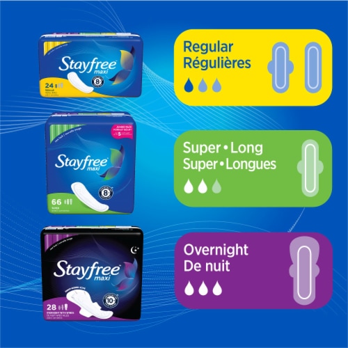 Stayfree Maxi Overnight Pads with Wings For Women, Reliable