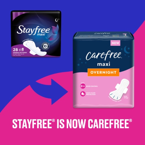 Stayfree Ultra Thin Pads With Wings Overnight Absorbency Unscented Perspective: left