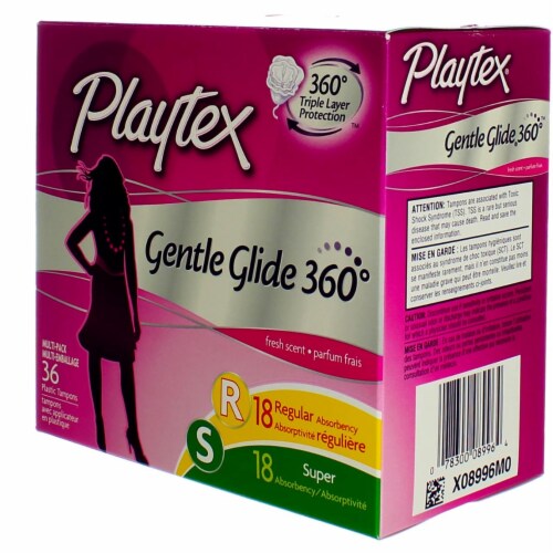 Playtex® Simply Gentle Glide 360 Lightly Scented Regular & Super Absorbency Tampons Multi-Pack Perspective: left