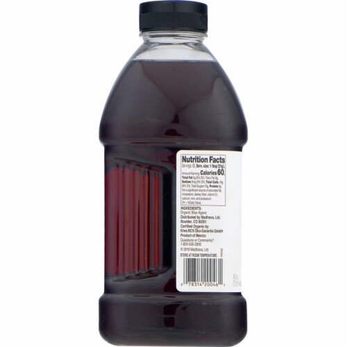 Madhava Organic Amber Raw Blue Agave Nectar Perspective: left