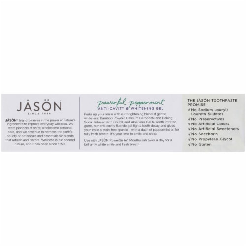 Jason Power Smile Peppermint Anti-Cavity & Whitening Gel Toothpaste Perspective: left