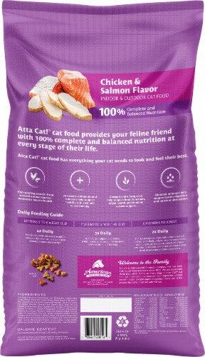 Atta Cat! Chicken & Salmon Flavor Cat Food Perspective: left