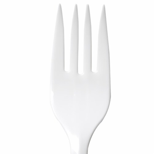 Dixie Plastic Cutlery Medium Weight Forks - White Perspective: left